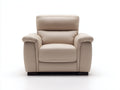 Sillón reclinable manual de cuero sintético 94 x 91 x 103 cm - beige claro - respaldo acolchado y reposapiés extensible