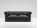 Sofá lineal de 2 plazas de cuero 196 x 94 x 78 cm - negro - capitoné Chesterfield y reposabrazos enrollados