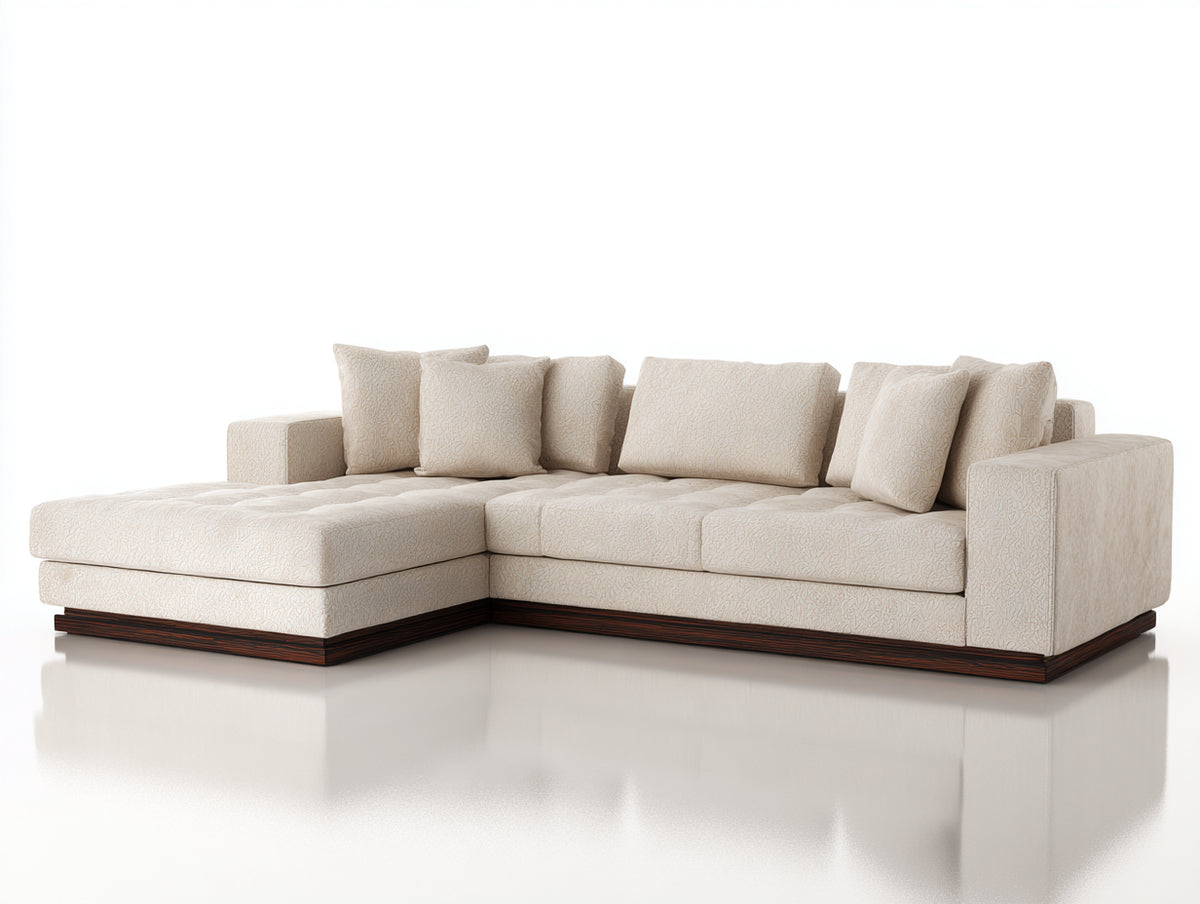 Sofá de esquina modular de tela 320x160x85 cm - color beige - sofá chaise longue amplio con cojines acolchados para salón