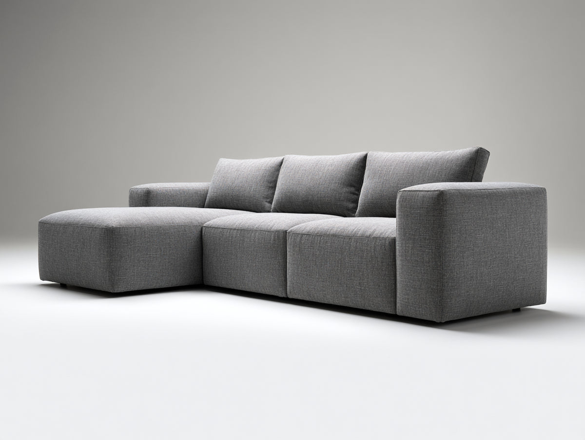 Sofás de esquina tapizado en tejido 260 x 260 x 86 cm - Gris medio - Diseño modular moderno con chaise longue para salón