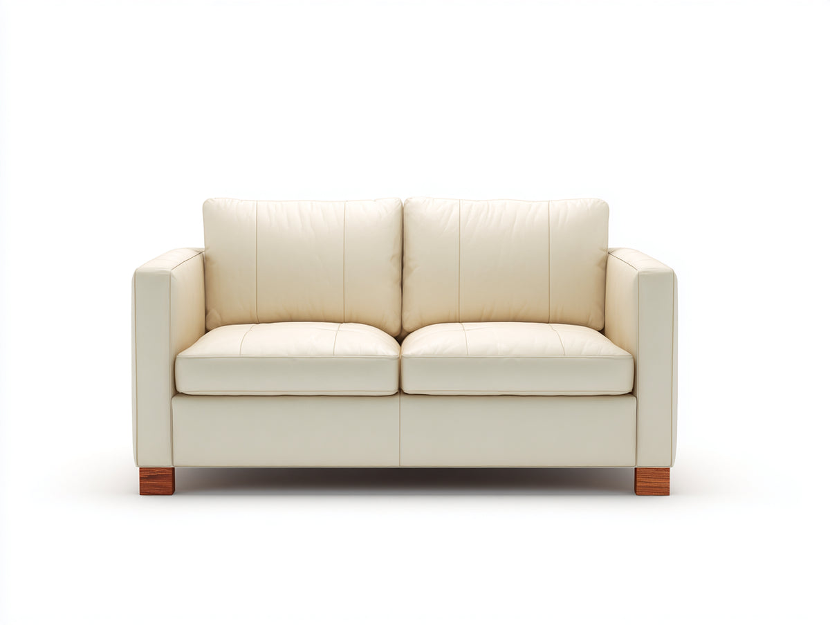 Sofá lineal de 2 plazas de cuero 180x95x85 cm - color blanco - sofá moderno compacto para salón