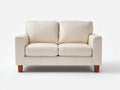 Sofá lineal de 2 plazas de cuero sintético 176 x 90 x 92 cm - crema y marrón rojizo - respaldo acolchado y patas de madera