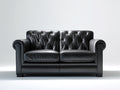 Sofá lineal de 2 plazas de cuero 172 x 91 x 91 cm - negro - respaldo capitoné y reposabrazos enrollados