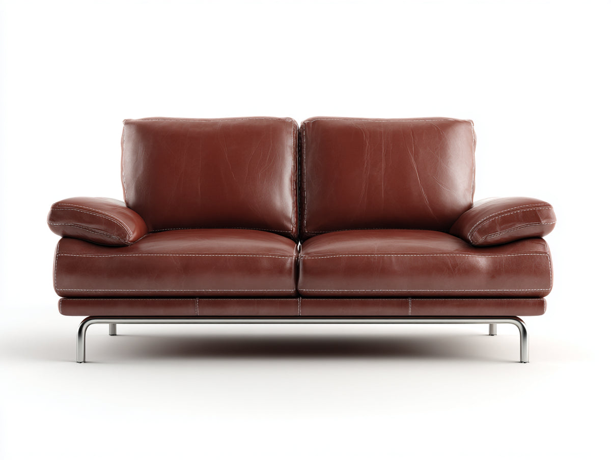 Sofá lineal de 2 plazas de cuero 200x90x80 cm - color marrón - sofá moderno elegante para salón