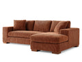 Sofás de esquina tapizado en pana 260 x 260 x 86 cm - Marrón terracota y madera oscura - Diseño moderno con chaise longue para salón