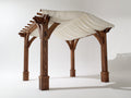 Pérgola de jardín de madera 400x300x250 cm - marrón oscuro y blanco - con cubierta textil para exterior