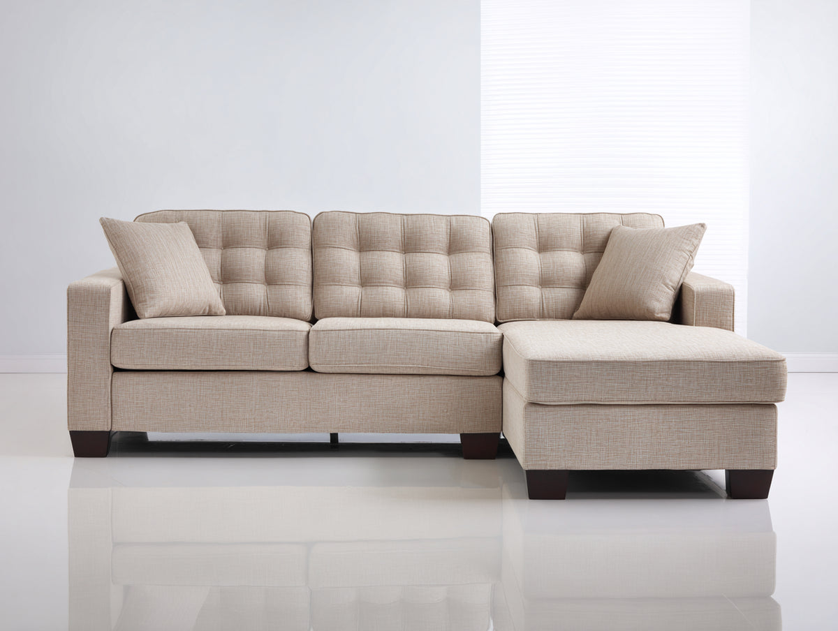 Sofá de esquina modular de tela 280x220x85 cm - color beige - sofá chaise longue moderno y cómodo para salón
