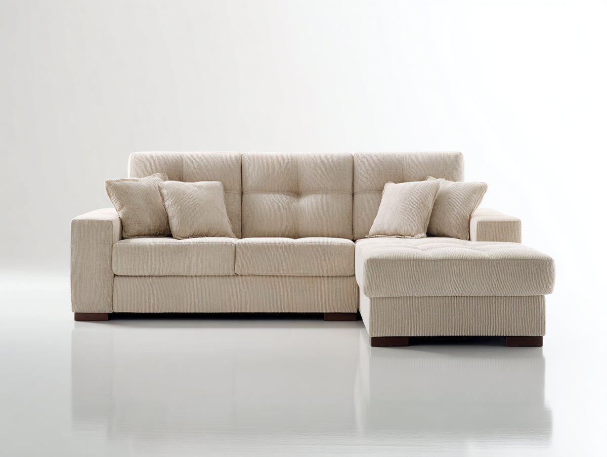Sofá de esquina de pana 266 x 168 x 86 cm - Beige - chaise longue y respaldo acolchado