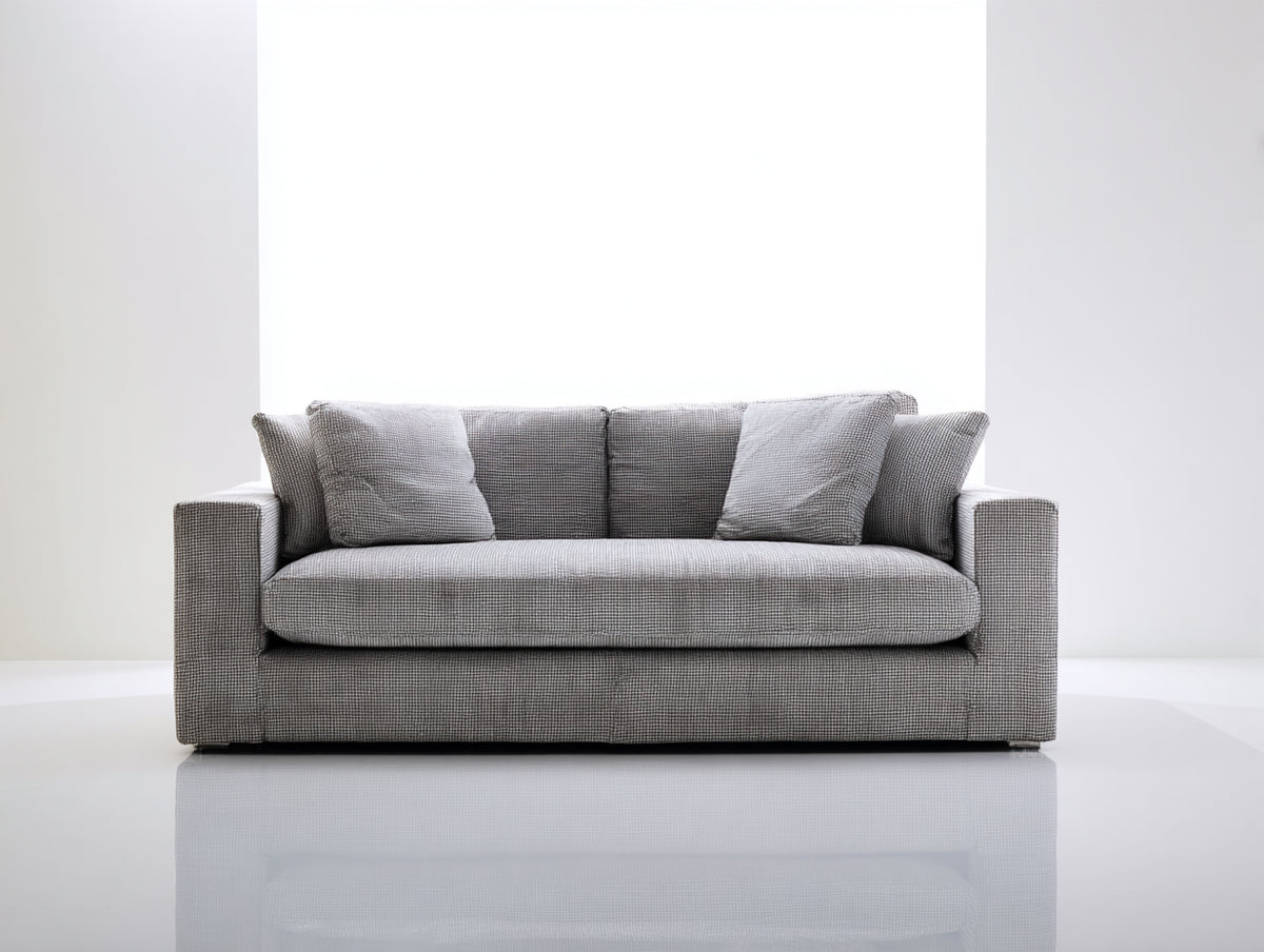 Sofás lineales tapizado en tejido 210 x 92 x 82 cm - Gris - Diseño moderno de 3 plazas para salón