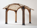 Pérgola de jardín de madera y tejido 300x300x250 cm - Marrón natural beige y negro - Diseño rústico con cubierta arqueada