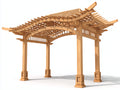 Pérgola de jardín de madera 400x300x250 cm - color natural - estructura exterior estilo clásico