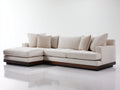 Sofá de esquina de tela 286 x 188 x 86 cm - crema y marrón oscuro - chaise longue y base de madera