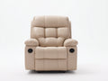 Sillones reclinables tapizados en cuero sintético 94 x 98 x 106 cm - Beige y negro - Diseño acolchado con reposapiés para salón