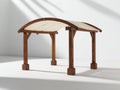 Pérgola de jardín de madera 320 x 300 x 240 cm - Marrón nogal y beige - Diseño moderno con cubierta arqueada para terraza