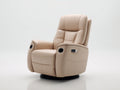 Sillón reclinable eléctrico giratorio de cuero sintético 92 x 90 x 108 cm - beige - reposapiés extensible y portavasos
