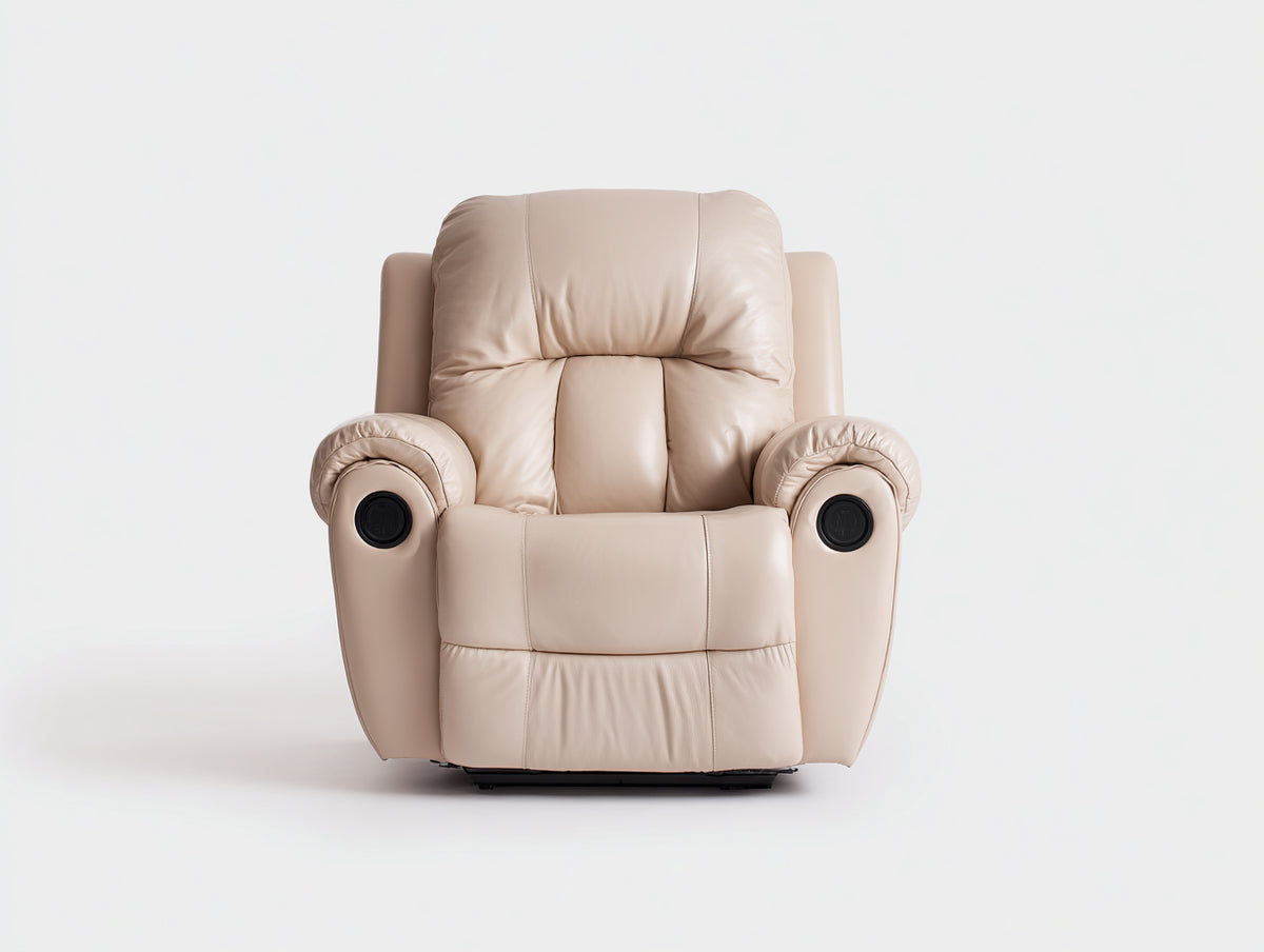 Sillón reclinable de cuero sintético 88x90x100 cm - color beige - sillón acolchado ergonómico con respaldo ajustable para salón