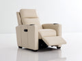 Sillones reclinables tapizados en cuero sintético 92 x 98 x 110 cm - Beige y negro - Diseño eléctrico con reposapiés y portavasos para salón