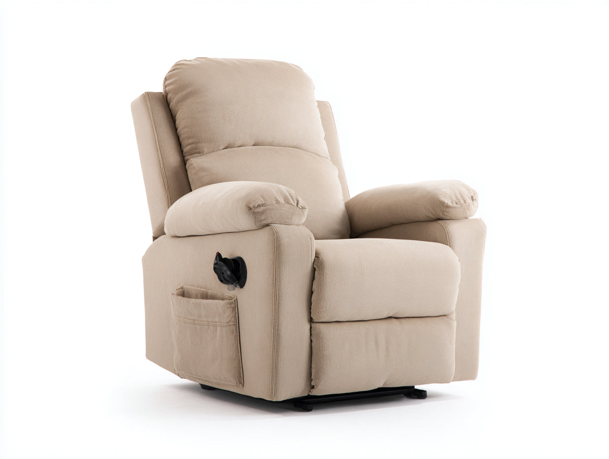 Sillón reclinable de tela 85x90x100 cm - color beige - sillón acolchado ergonómico con respaldo ajustable para salón