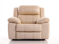 Sillones reclinables tapizados en cuero sintético 96 x 100 x 104 cm - Beige y negro - Diseño acolchado con reposapiés para salón
