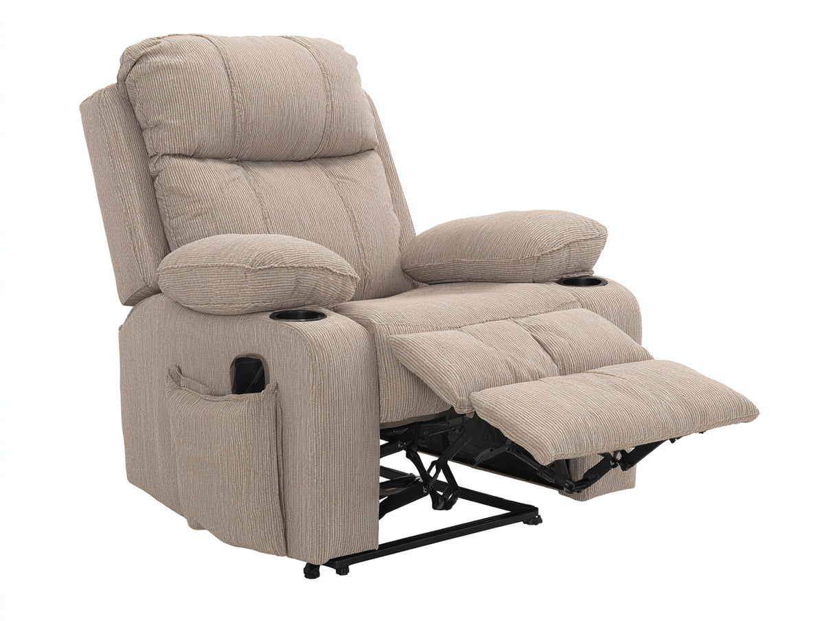 Sillón reclinable de tela 90x95x105 cm - color beige - sillón acolchado con reposapiés extensible y respaldo ajustable para salón