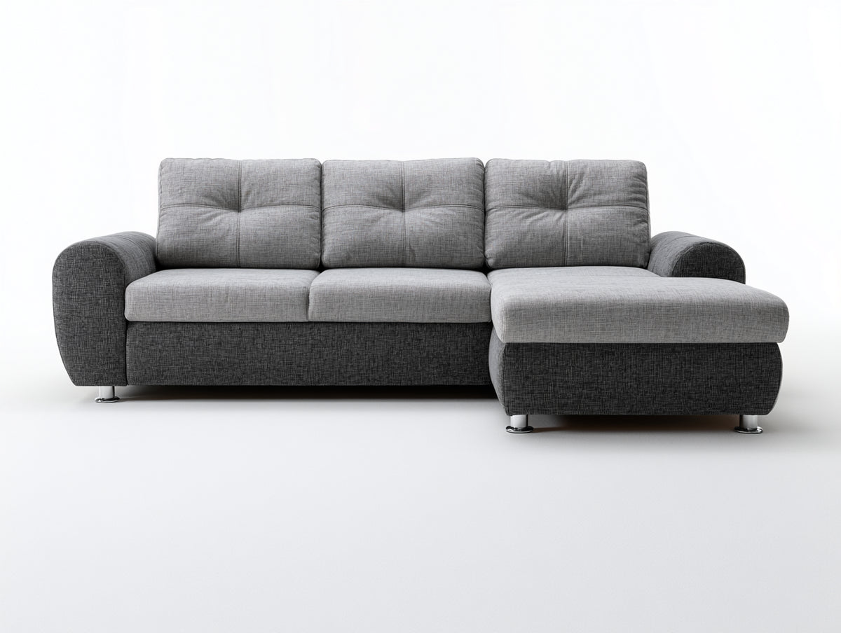 Sofá de esquina de tela 272 x 166 x 86 cm - gris claro y gris oscuro - chaise longue y respaldos acolchados