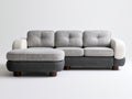 Sofás de esquina tapizado en tejido 260 x 260 x 86 cm - Gris claro gris oscuro blanco y madera oscura - Diseño moderno con chaise longue para salón