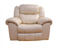 Sillón reclinable de piel sintética 95x90x100 cm - color beige - sillón ergonómico acolchado con respaldo ajustable y reposapiés integrado para salón