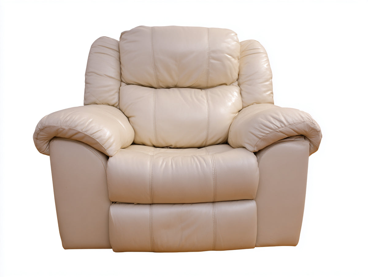 Sillón reclinable de piel sintética 95x90x100 cm - color beige - sillón ergonómico acolchado con respaldo ajustable y reposapiés integrado para salón
