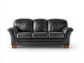 Sofá lineal de 3 plazas de cuero 220x95x85 cm - color negro - sofá moderno elegante para salón