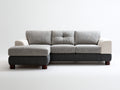 Sofá de esquina modular de tela 280x170x85 cm - color gris claro-gris oscuro-blanco - sofá chaise longue moderno con cojines acolchados para salón
